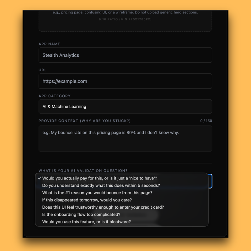 Validation Questions UI